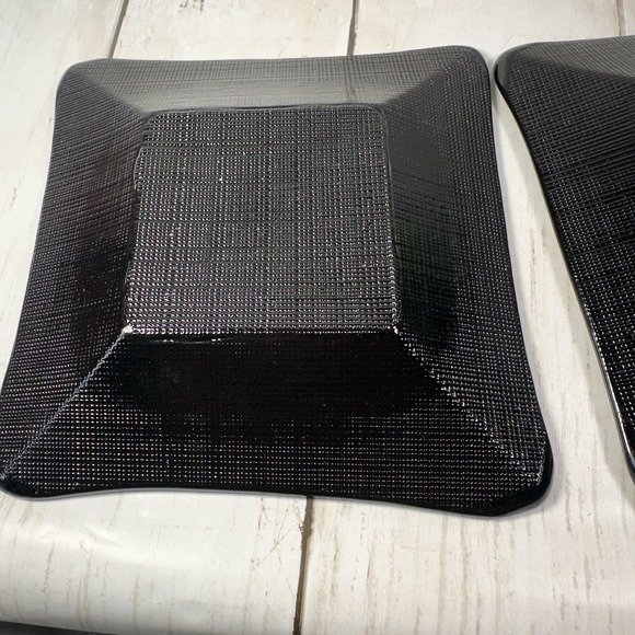 Crate & Barrel Abby Appetizer Dish Plates Black Weave Effect Underside 5‎ 1/2" - Picture 7 of 10